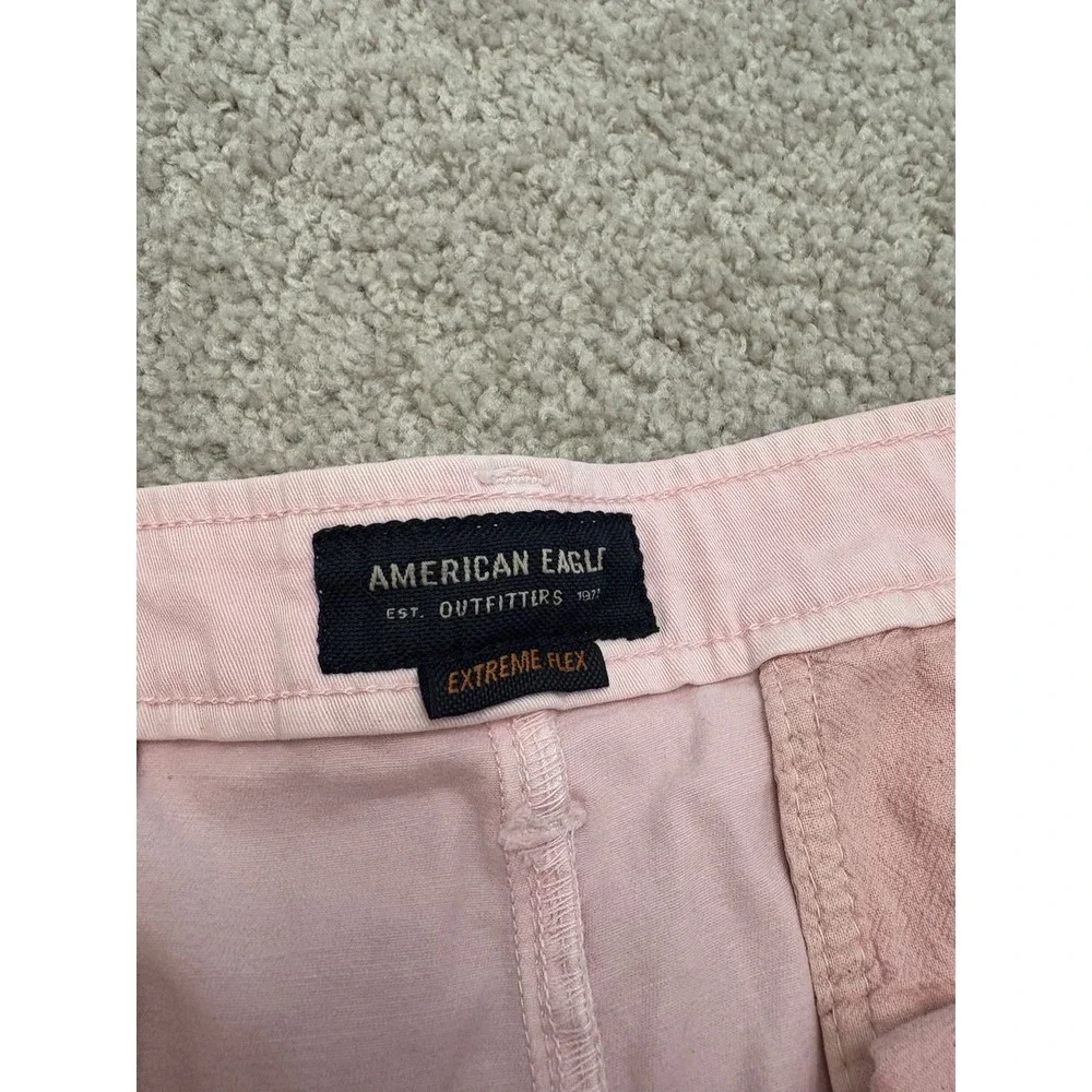 VTG Y2K American Eagle Preppy Pink Chino Shorts Extreme Flex Size 38 X 9